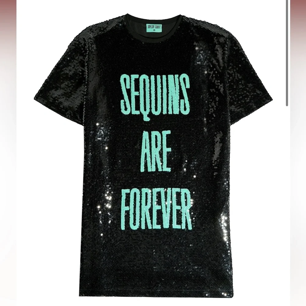 RARE Taylor Swift Sequins Are Forever T-Shirt Dress The Life Of A Showgirl NEW - Picture 1 of 7